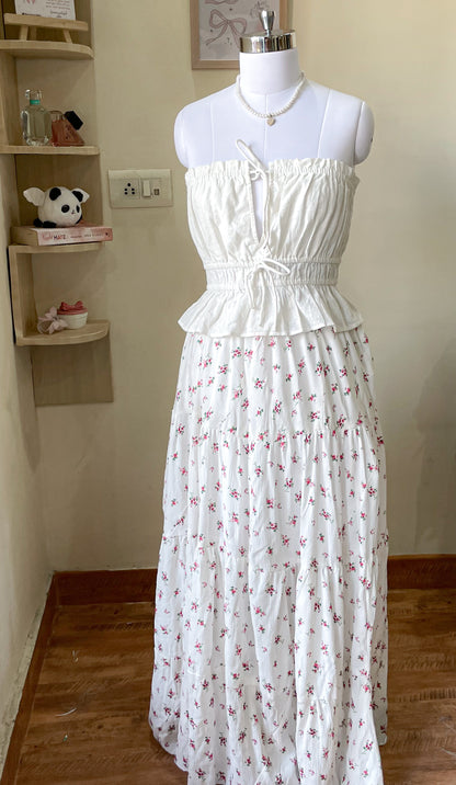 white floral long skirt